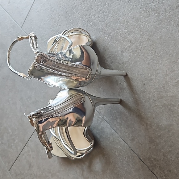 Silver Strappy Sandal Heel - Picture 3 of 5